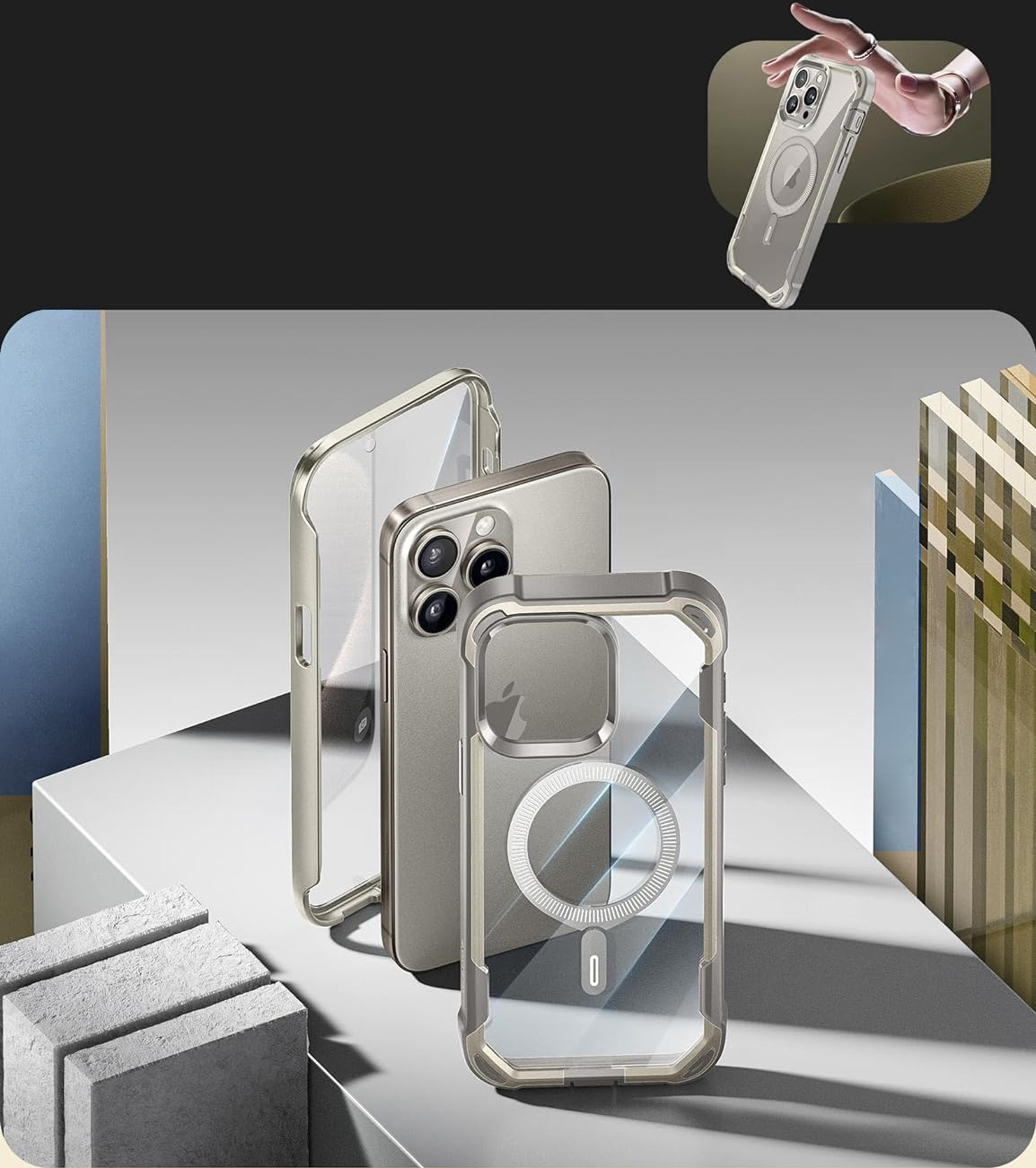 Etui Supcase i-Blason Ares Mag z MagSafe do iPhone 15 Pro Max, szare